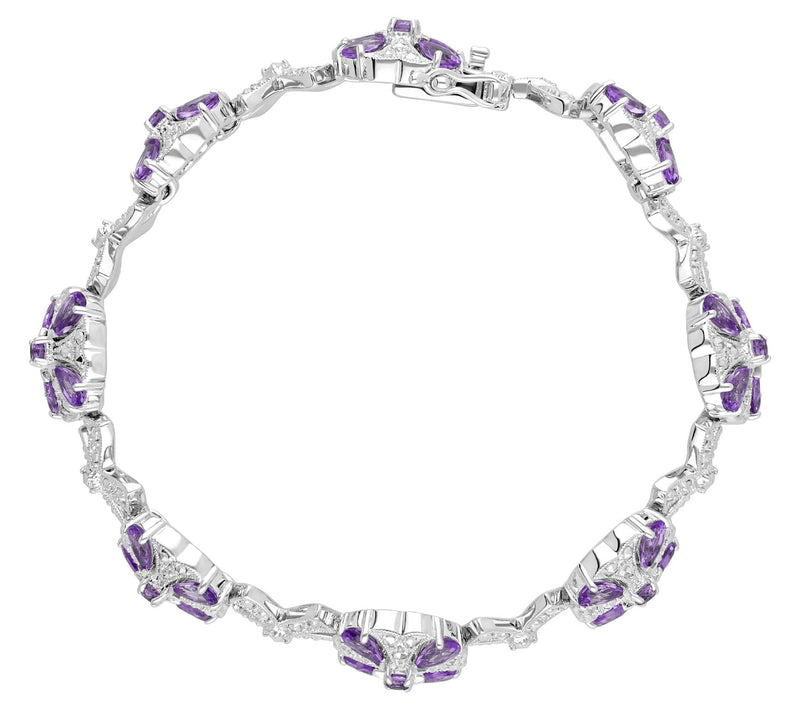 Dallas Prince Sterling Amethyst & Chrome Marcasite Bracelet — View 4