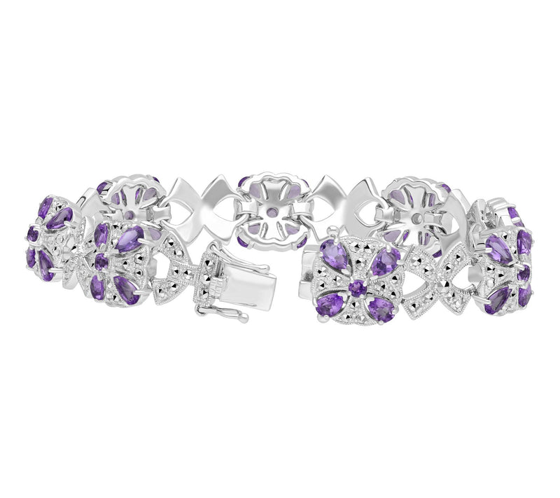 Dallas Prince Sterling Amethyst & Chrome Marcasite Bracelet — Main view