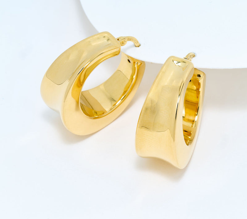 UltraFine 950 Silver Graduated Concave Center Hoop Earrings — View 10