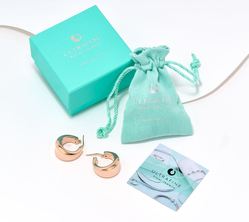 UltraFine 950 Silver Graduated Concave Center Hoop Earrings — View 3
