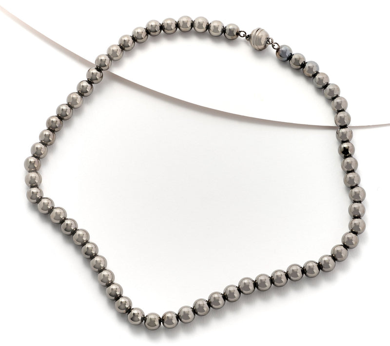 David Markstein Bronze 8mm Bead Magnetic 18" Necklace — View 15