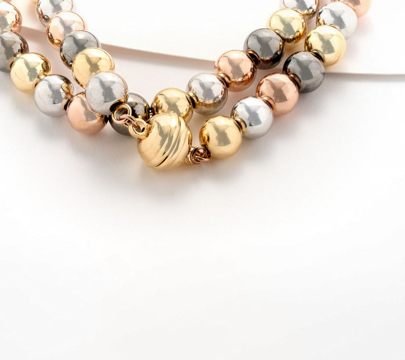 David Markstein Bronze 8mm Bead Magnetic 18" Necklace — View 8