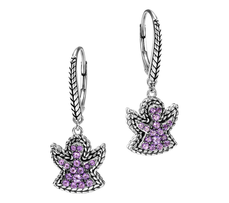 JAI Sterling Silver Gemstone Symbols of Love Earrings — View 3