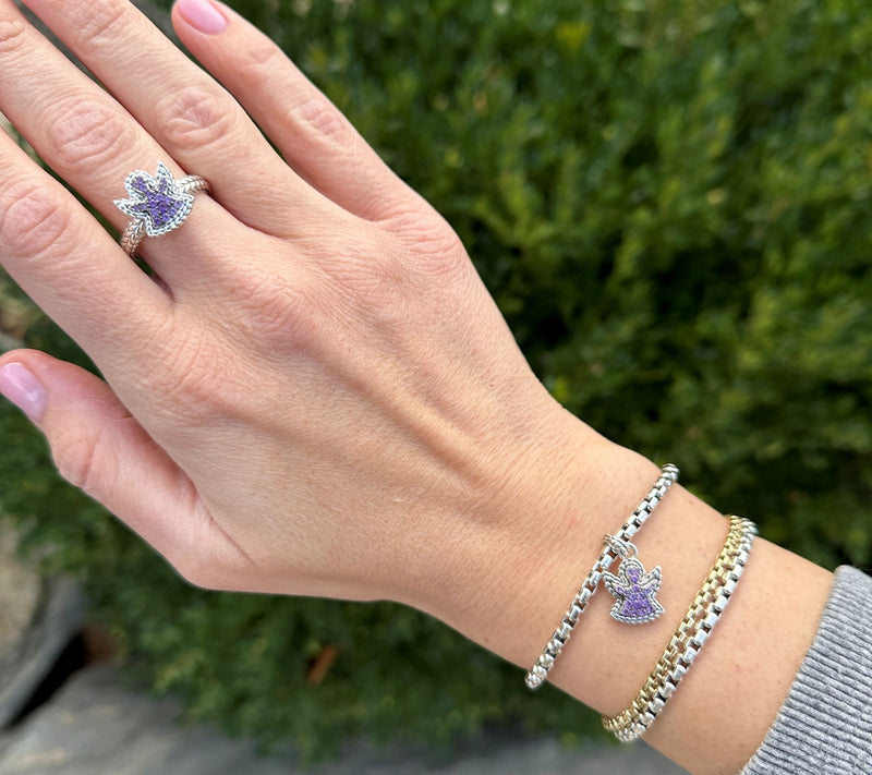 JAI Sterling Silver Gemstone Symbols of LoveCharm Bracelet — View 6