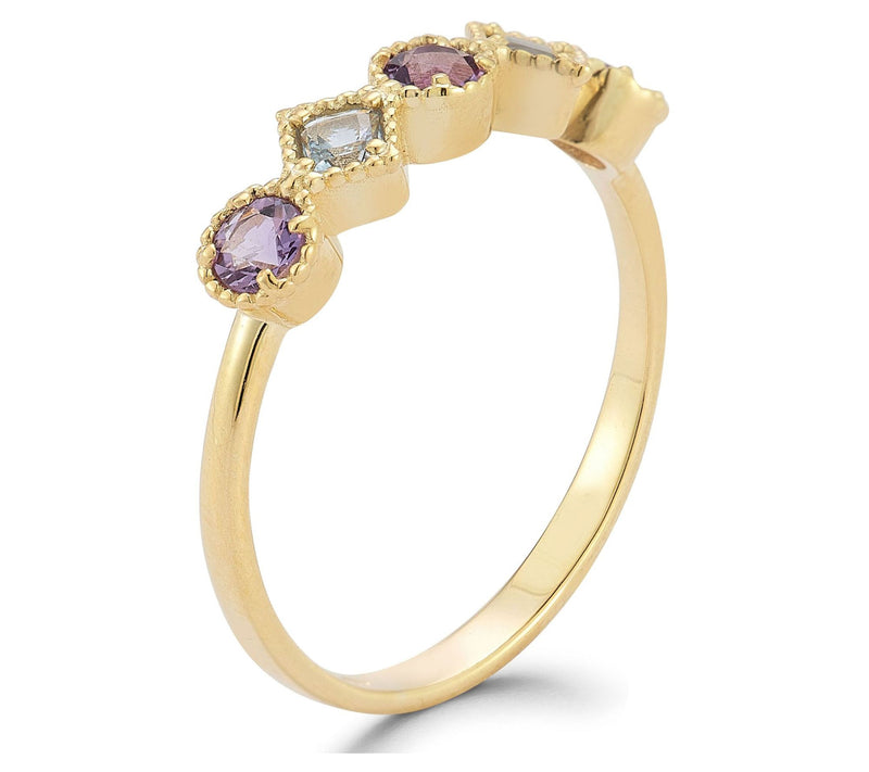 Italian Gold Blue Topaz and Amethyst Ring, 14K — View 2