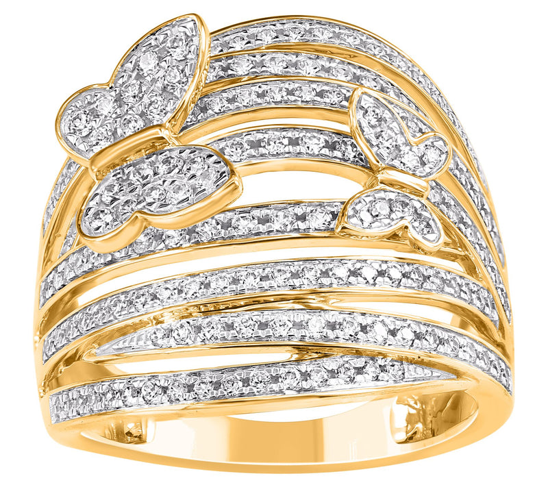 Affinity Diamonds 1.00 cttw Butterfly Cocktail Ring, 14K Gold — Main view