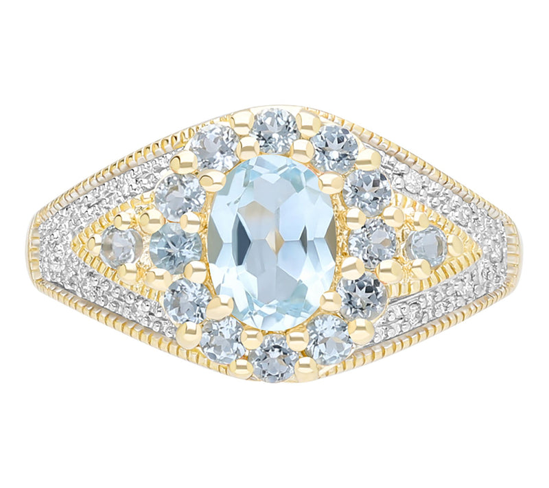 Ariva 14K Gold Blue Topaz & Diamond Accent Cocktail Ring — Main view
