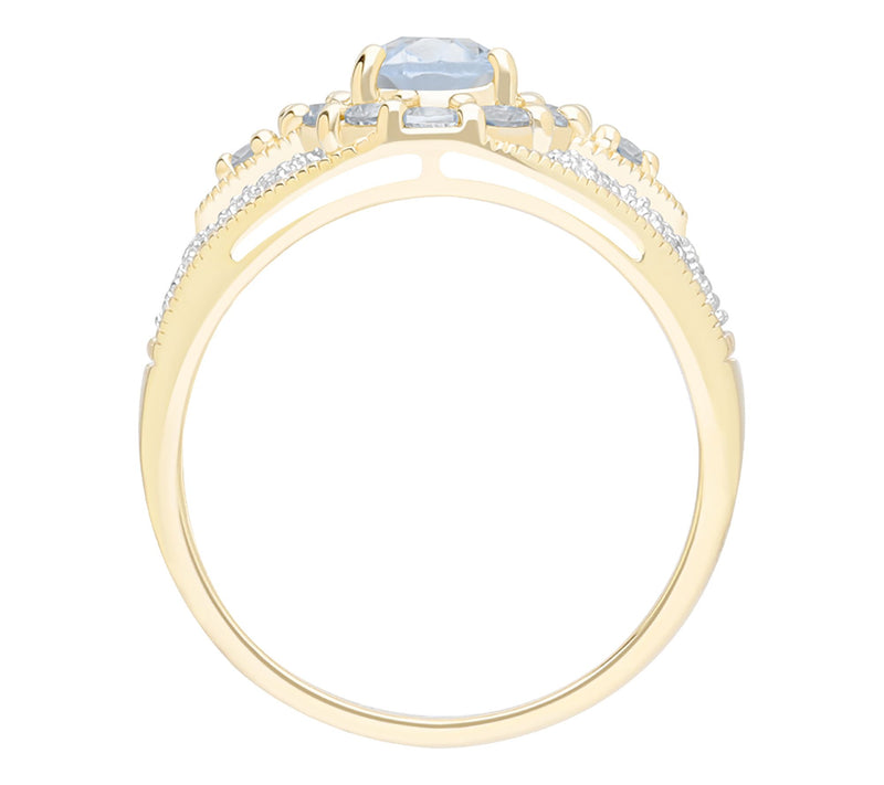 Ariva 14K Gold Blue Topaz & Diamond Accent Cocktail Ring — View 2