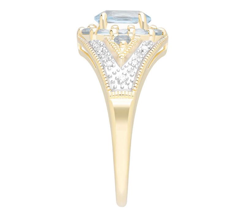 Ariva 14K Gold Blue Topaz & Diamond Accent Cocktail Ring — View 3