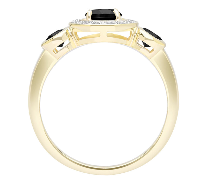 Ariva 18K Gold Clad Diamonique & Onyx  BristolRing — View 2