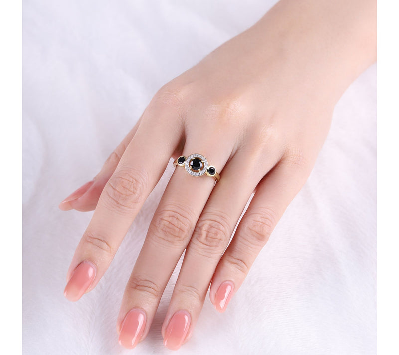 Ariva 18K Gold Clad Diamonique & Onyx  BristolRing — View 5