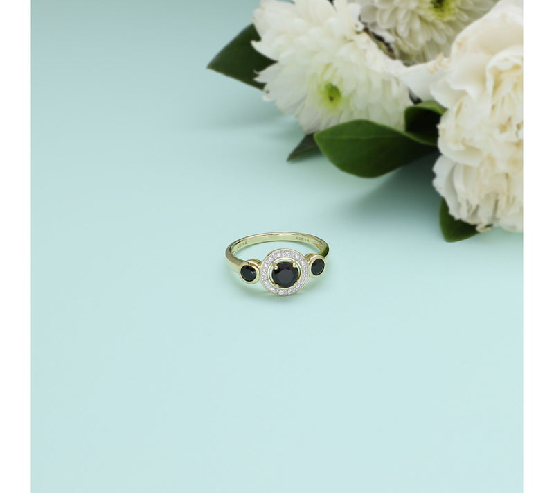 Ariva 18K Gold Clad Diamonique & Onyx  BristolRing — View 4