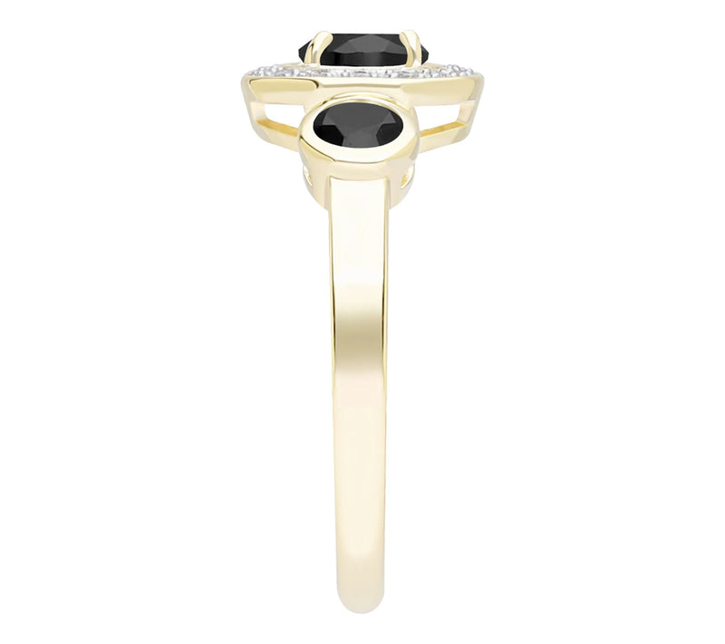 Ariva 18K Gold Clad Diamonique & Onyx  BristolRing — View 3