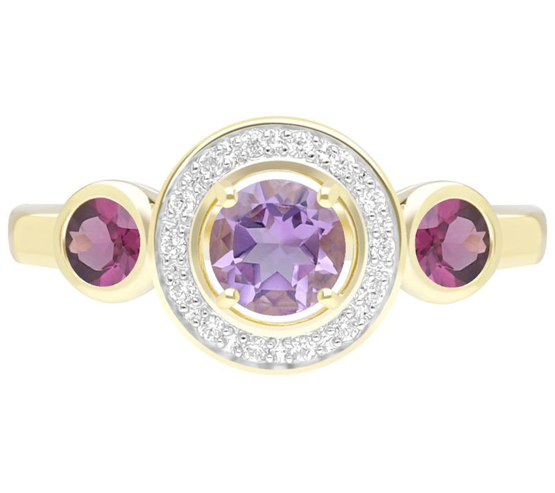 Ariva 18K Gold Clad Diamonique & Gemstone Bristol Ring — Main view