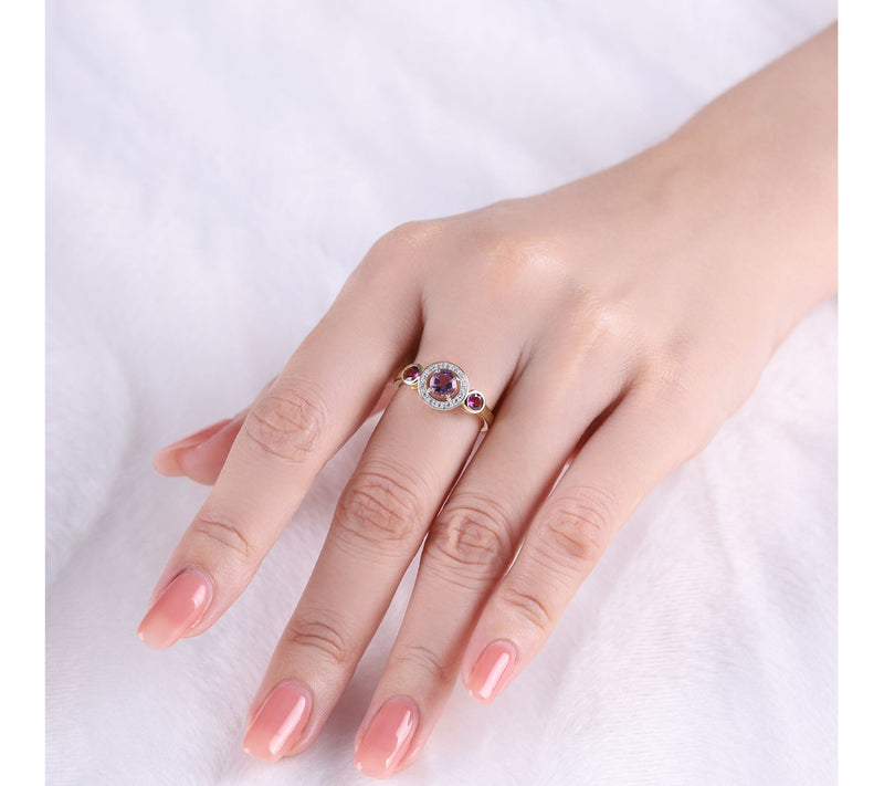 Ariva 18K Gold Clad Diamonique & Gemstone Bristol Ring — View 3