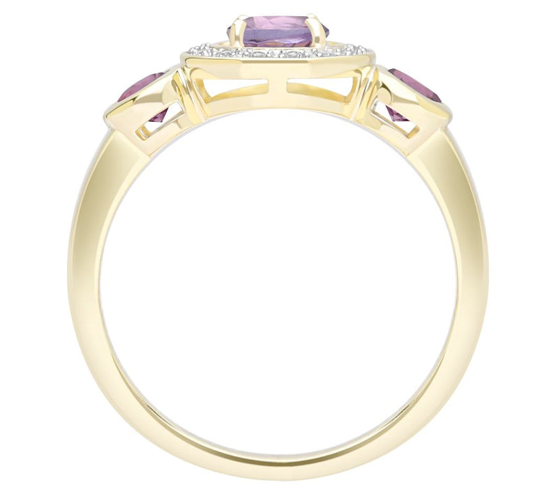 Ariva 18K Gold Clad Diamonique & Gemstone Bristol Ring — View 4