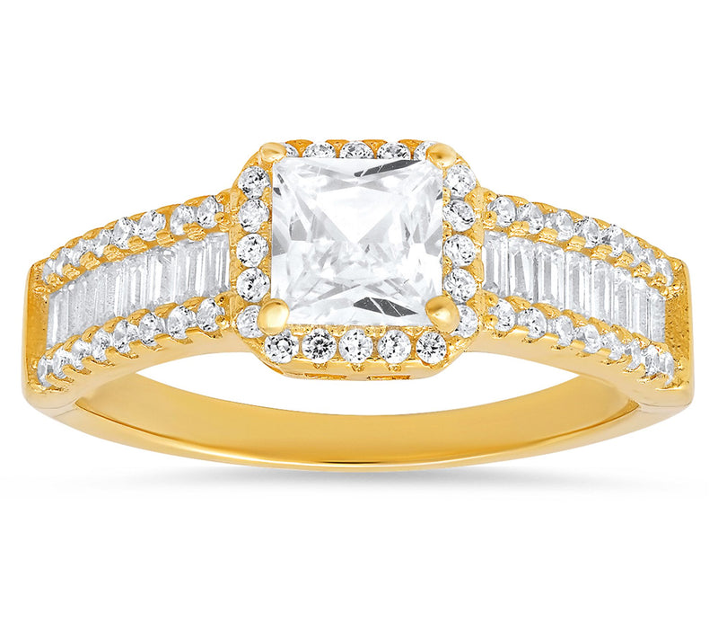 Diamonique 1.25 cttw Princess Cut Halo Ring, Sterling Silver — Main view