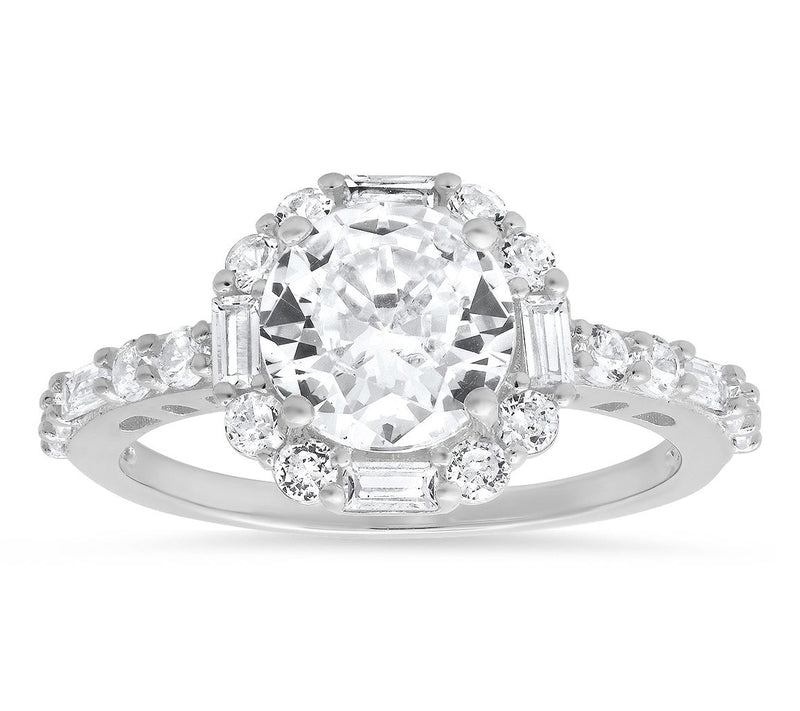 Diamonique 2.80 cttw Round Cut Halo Ring, Sterling Silver — Main view