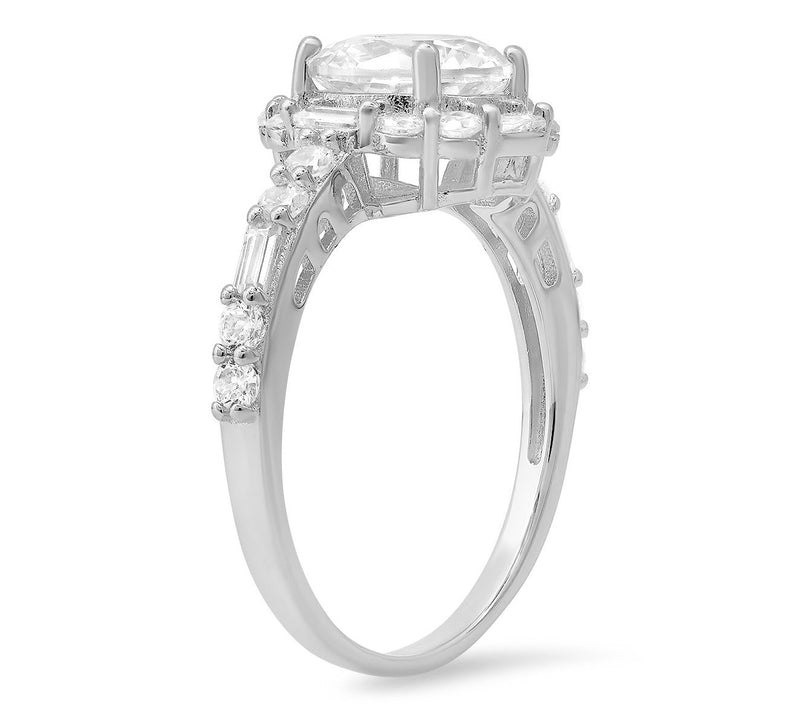 Diamonique 2.80 cttw Round Cut Halo Ring, Sterling Silver — View 3
