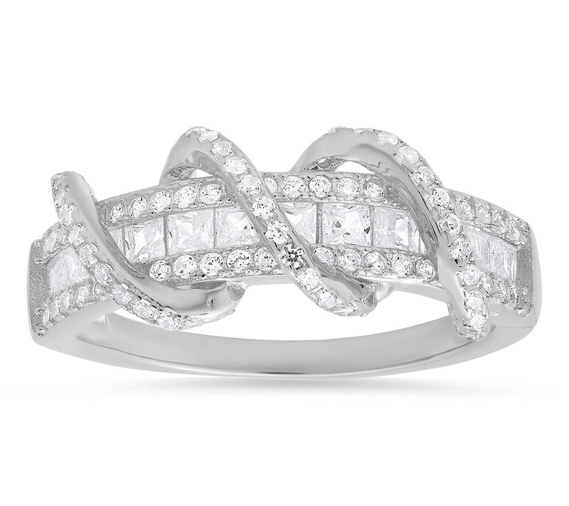Diamonique 1.15 cttw Exotic Twisted Band Ring,Sterling Silver — View 5