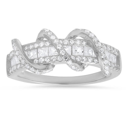 Diamonique 1.15 cttw Exotic Twisted Band Ring,Sterling Silver