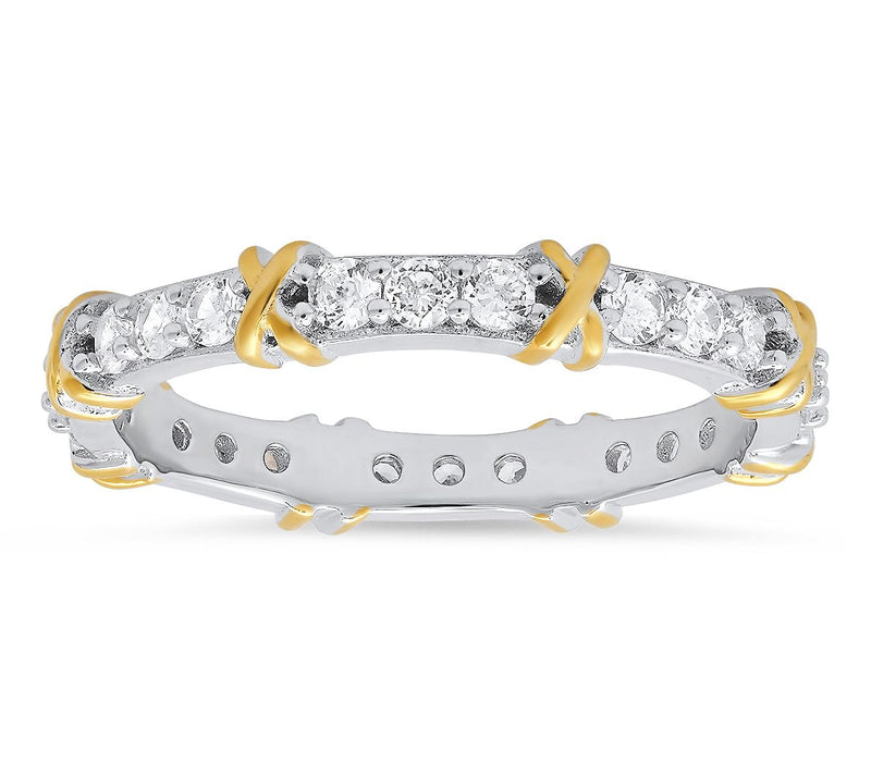 Diamonique 0.70 cttw "X" Stackable Ring, Sterling Silver — View 6