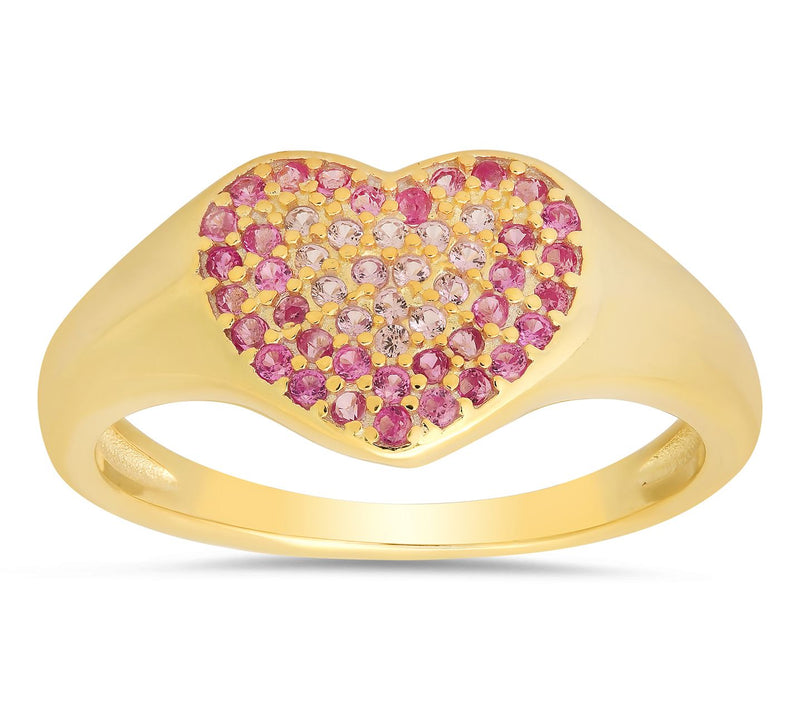 Diamonique Pink Ombre Heart Ring, Sterling Silver — View 6