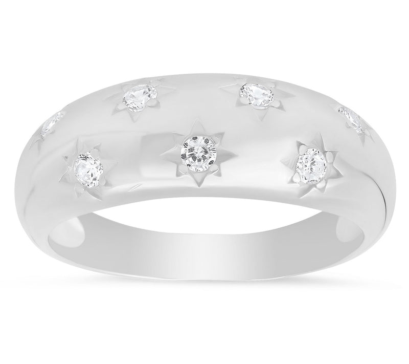 Diamonique Celestial Dome Ring, Sterling Silver — View 5