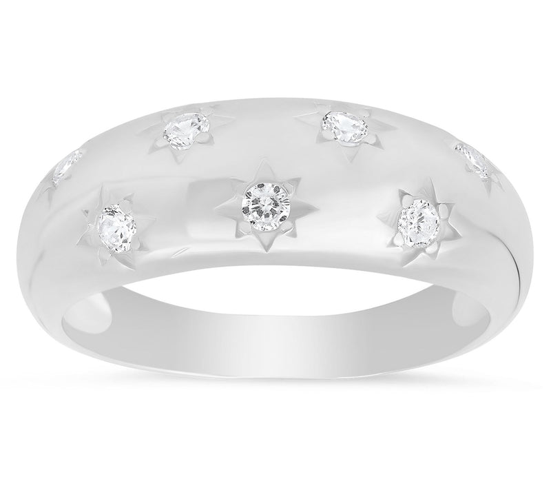 Diamonique Celestial Dome Ring, Sterling Silver — Main view