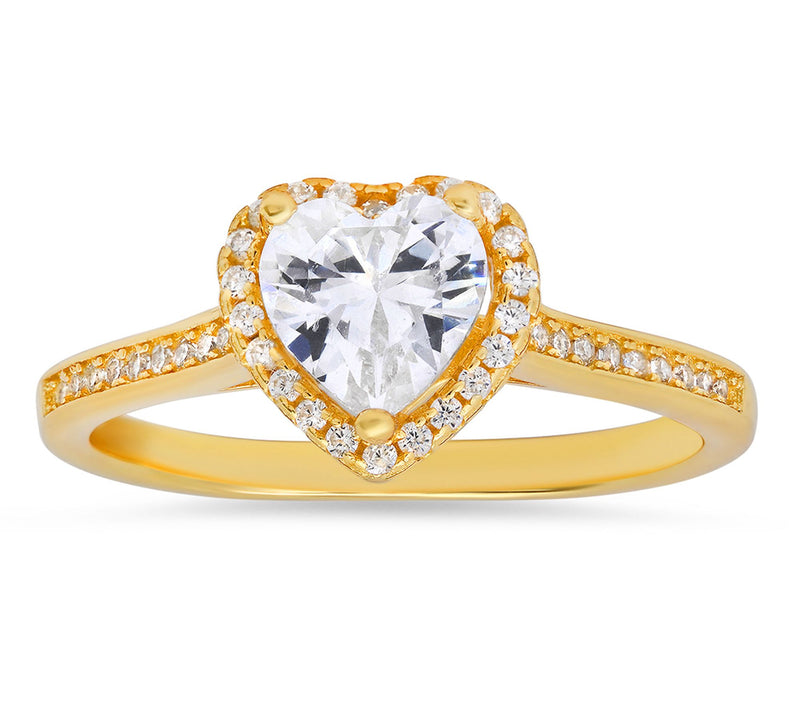 Diamonique 1.35 cttw Heart Cut Halo Ring, Sterling Silver — View 5