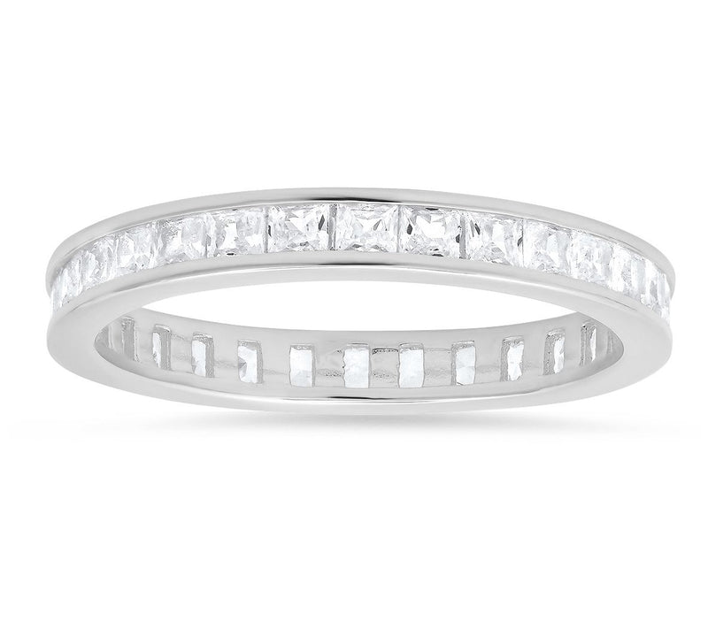 Diamonique 1.25  cttw Princess Cut Eternity Ring, Sterling — View 5