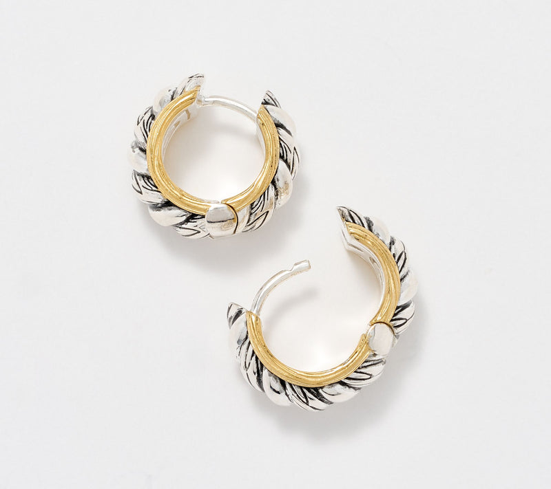 Christian James by Scott Grimes Sterl & 14KClad Two Tone 1/2" Hoop Earrings — View 2