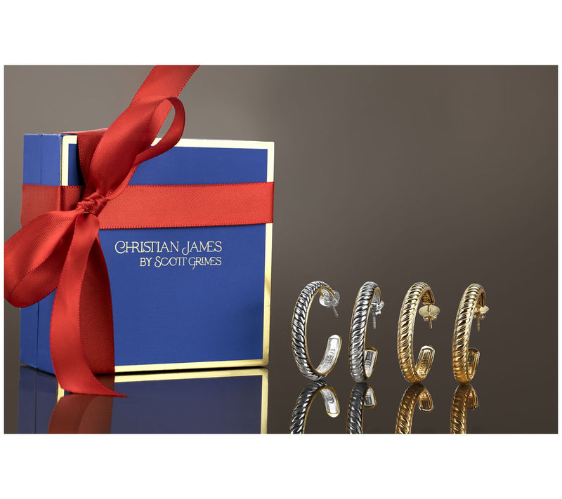 Christian James by Scott Grimes Sterl & 14KClad Two Tone 1-1/2" Hoop Earrings — View 8