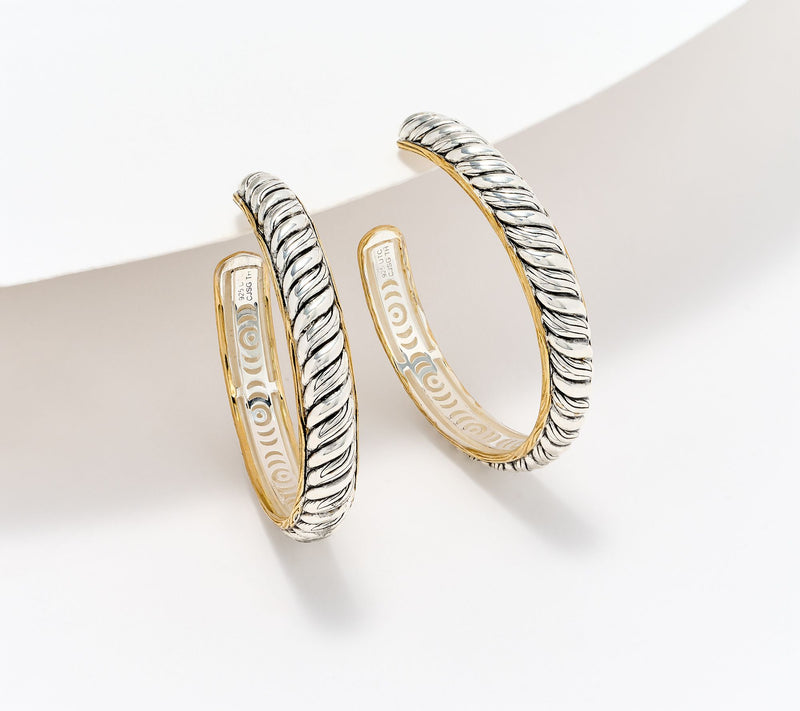 Christian James by Scott Grimes Sterl & 14KClad Two Tone 1-1/2" Hoop Earrings — Main view