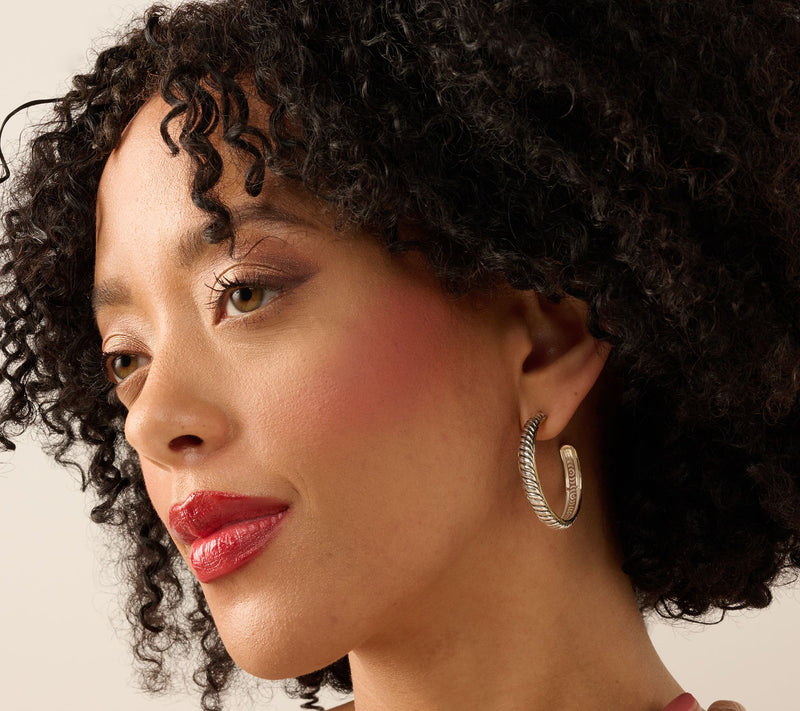 Christian James by Scott Grimes Sterl & 14KClad Two Tone 1-1/2" Hoop Earrings — View 7