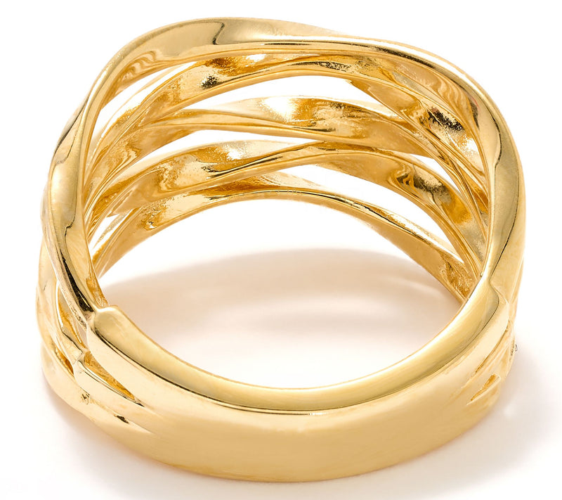 Christian James by Scott Grimes 14K Gold Clad Layered Ripples Band Ring — View 2