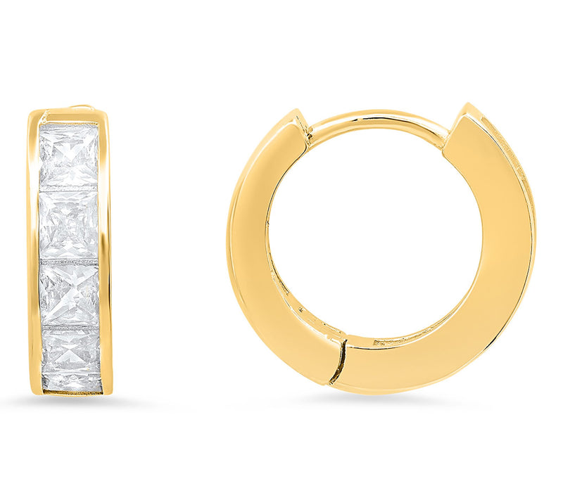 Diamonique 1/2" Princess Cut Hoop Earrings, Sterling Silver — View 5