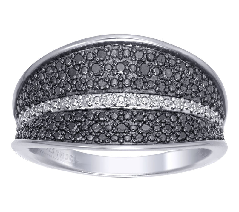 Affinity Diamonds Black & White Pave Ring, Sterling Silver — Main view
