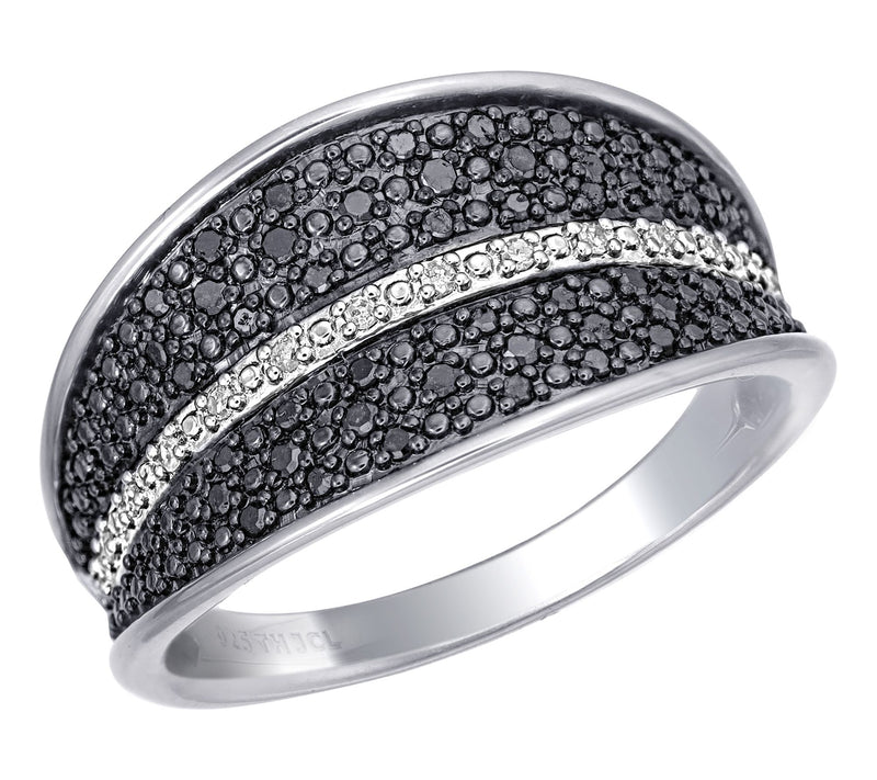 Affinity Diamonds Black & White Pave Ring, Sterling Silver — View 2