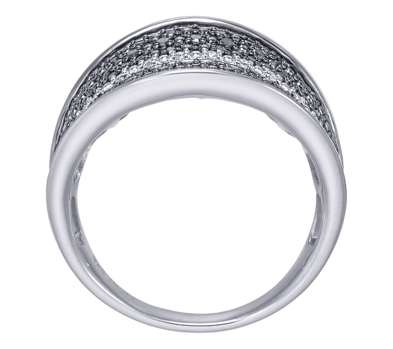 Affinity Diamonds Black & White Pave Ring, Sterling Silver — View 3