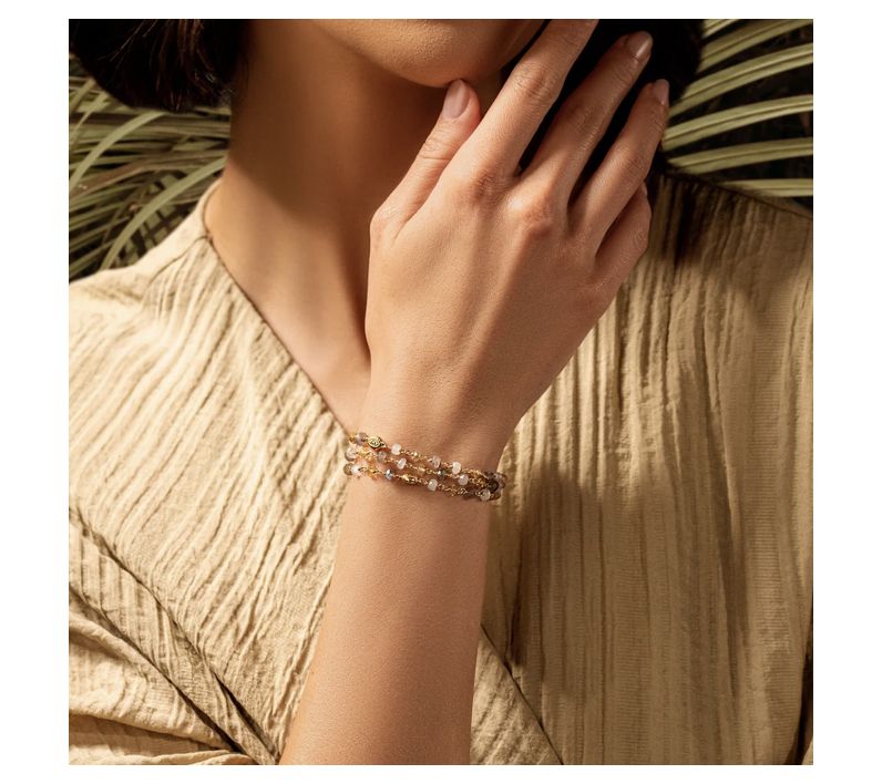 Karma & Luck Multi-Gemstone Bead Wrap Bracelet,18K Plated — View 2