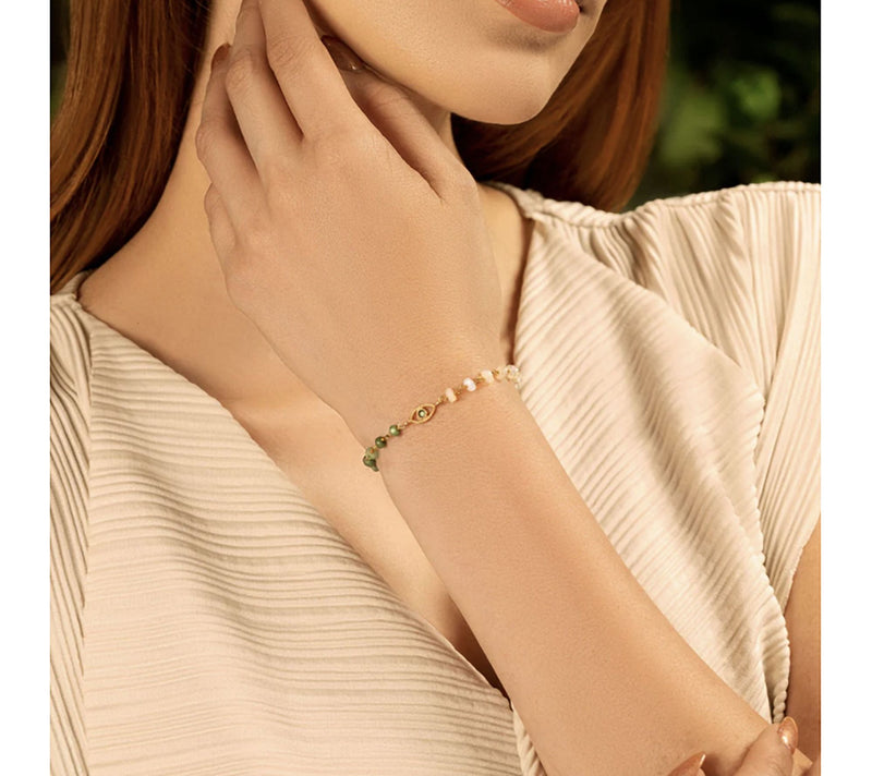 Karma & Luck Multi-Gemstone Protection Bracelet, 18K Plated — View 3