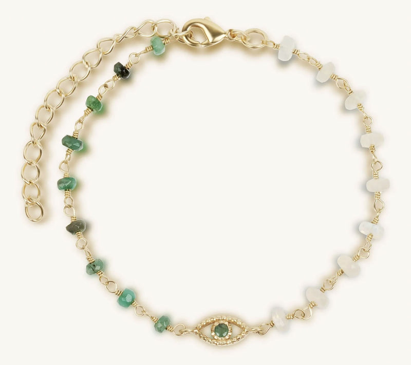 Karma & Luck Multi-Gemstone Protection Bracelet, 18K Plated — View 2