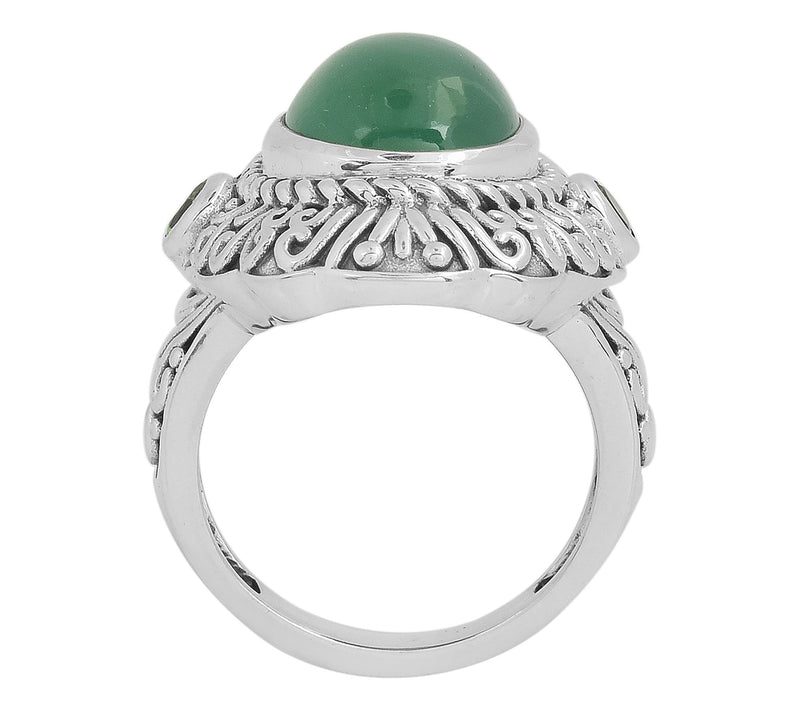 Artisan Crafted Sterling Chalcedony & Chrome Diopside Ring — View 6