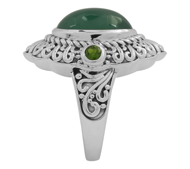 Artisan Crafted Sterling Chalcedony & Chrome Diopside Ring — View 4
