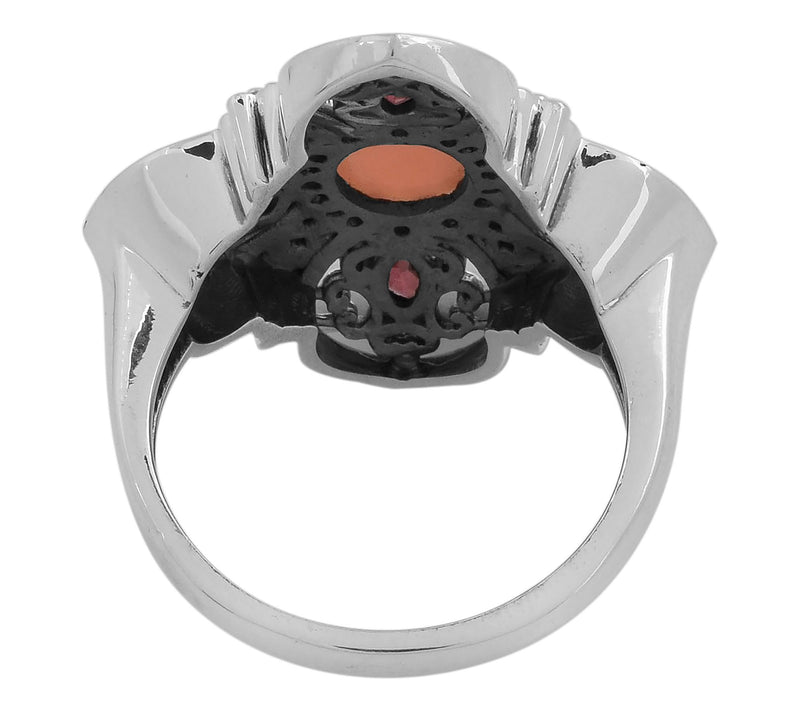 Artisan Crafted Pink Opal & Garnet Engagement Ring, Sterling — View 4