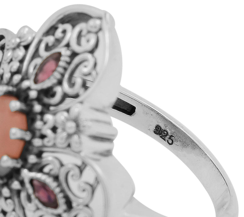 Artisan Crafted Pink Opal & Garnet Engagement Ring, Sterling — View 6