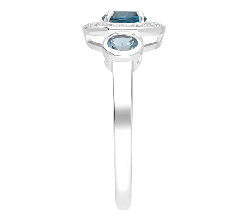 Ariva Sterling Silver Diamonique & Blue Topaz Bristol Ring — View 5