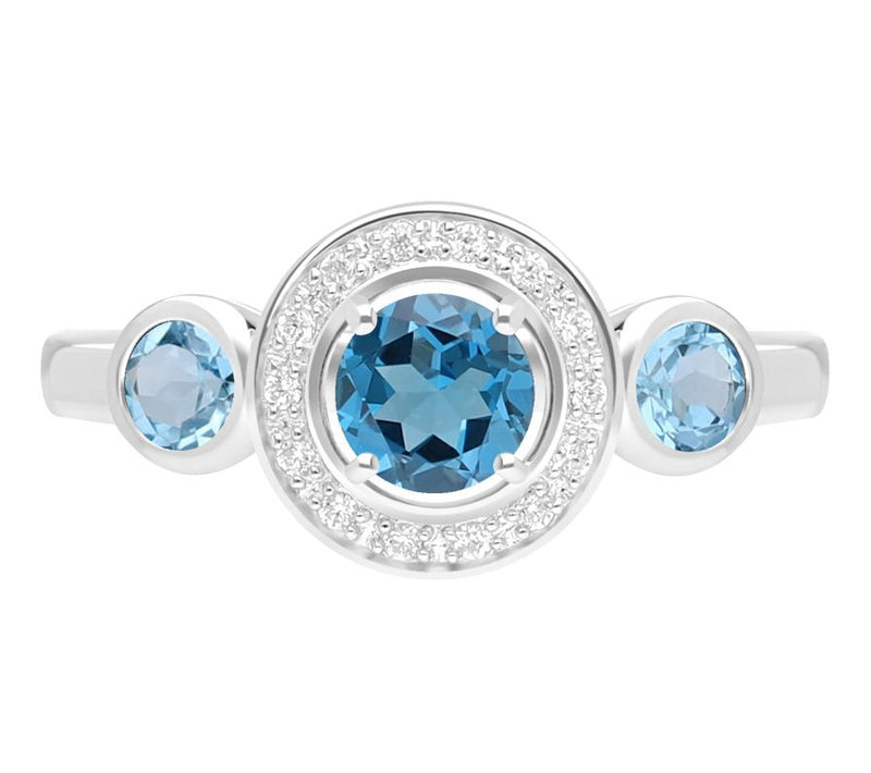 Ariva Sterling Silver Diamonique & Blue Topaz Bristol Ring — Main view