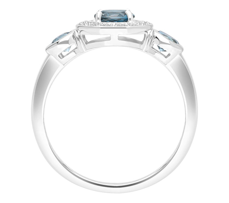 Ariva Sterling Silver Diamonique & Blue Topaz Bristol Ring — View 4